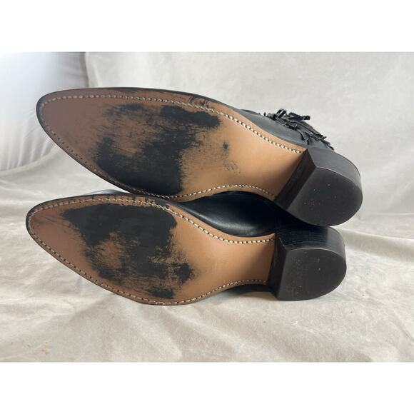 Capezio USA Black Fringe Cowgirl Boots 8.5M Leather Western Look Womens Vintage - Picture 6 of 7